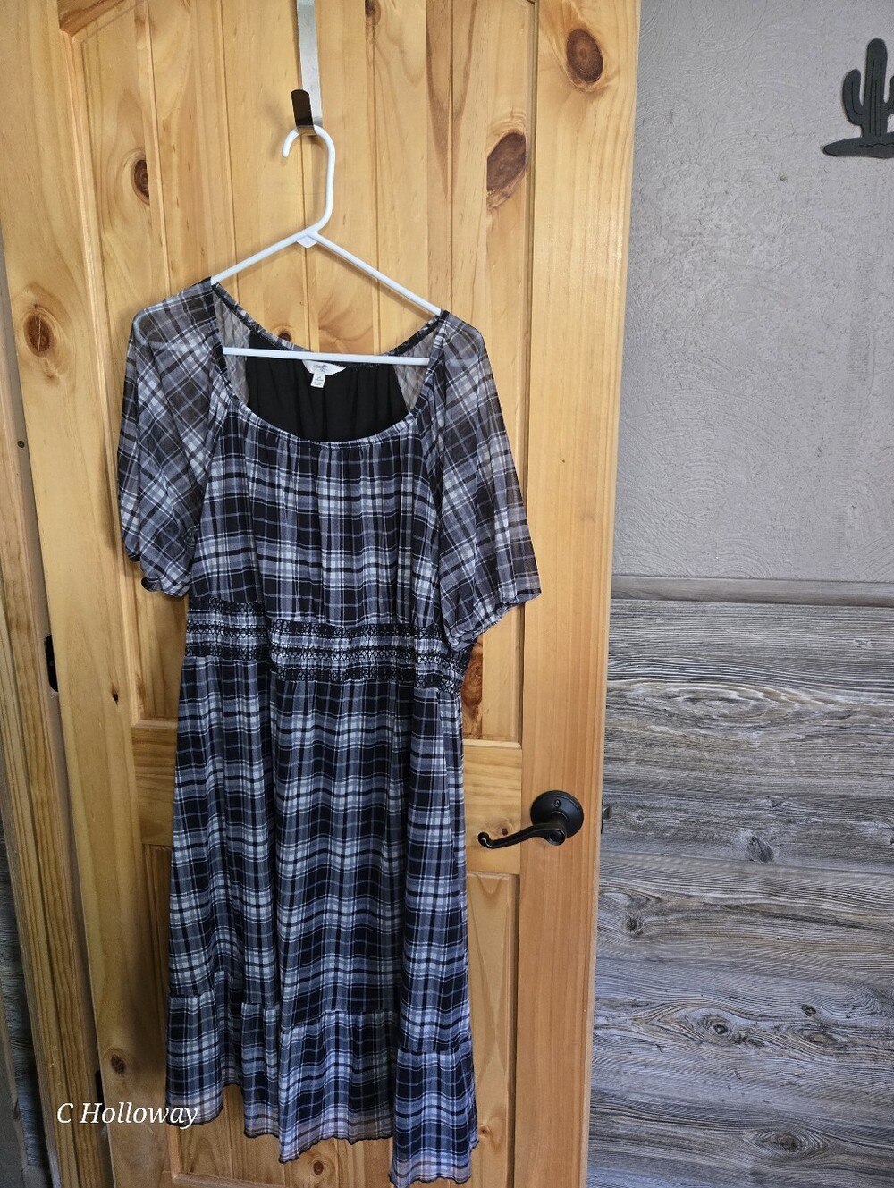 Terra And Sky Black And White Knee Length Lined Pullover  Dress Size 2xl